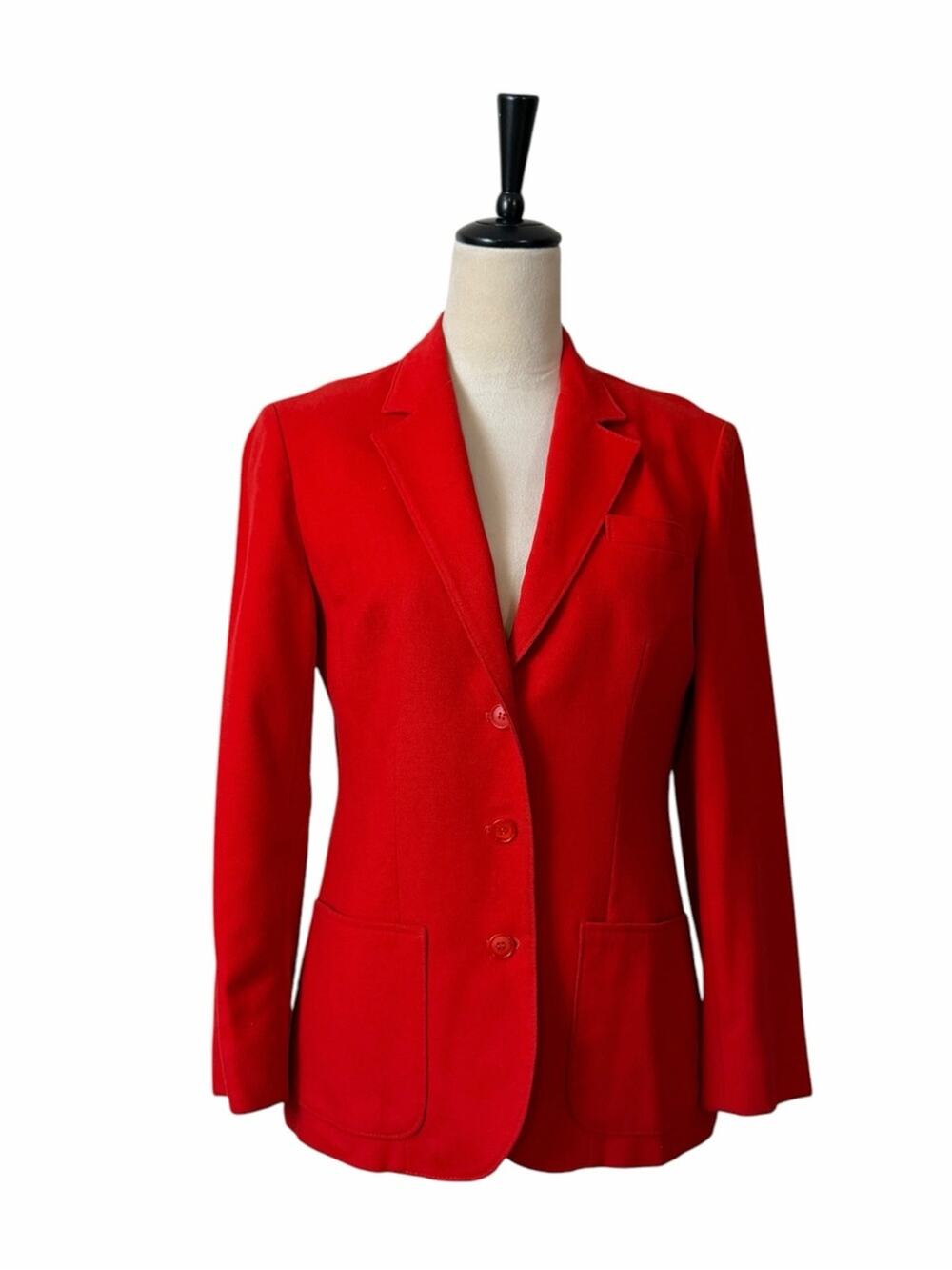 Pendleton Vintage Pure Virgin Wool Blazer Size 10 Three Button Red USA 1980s
